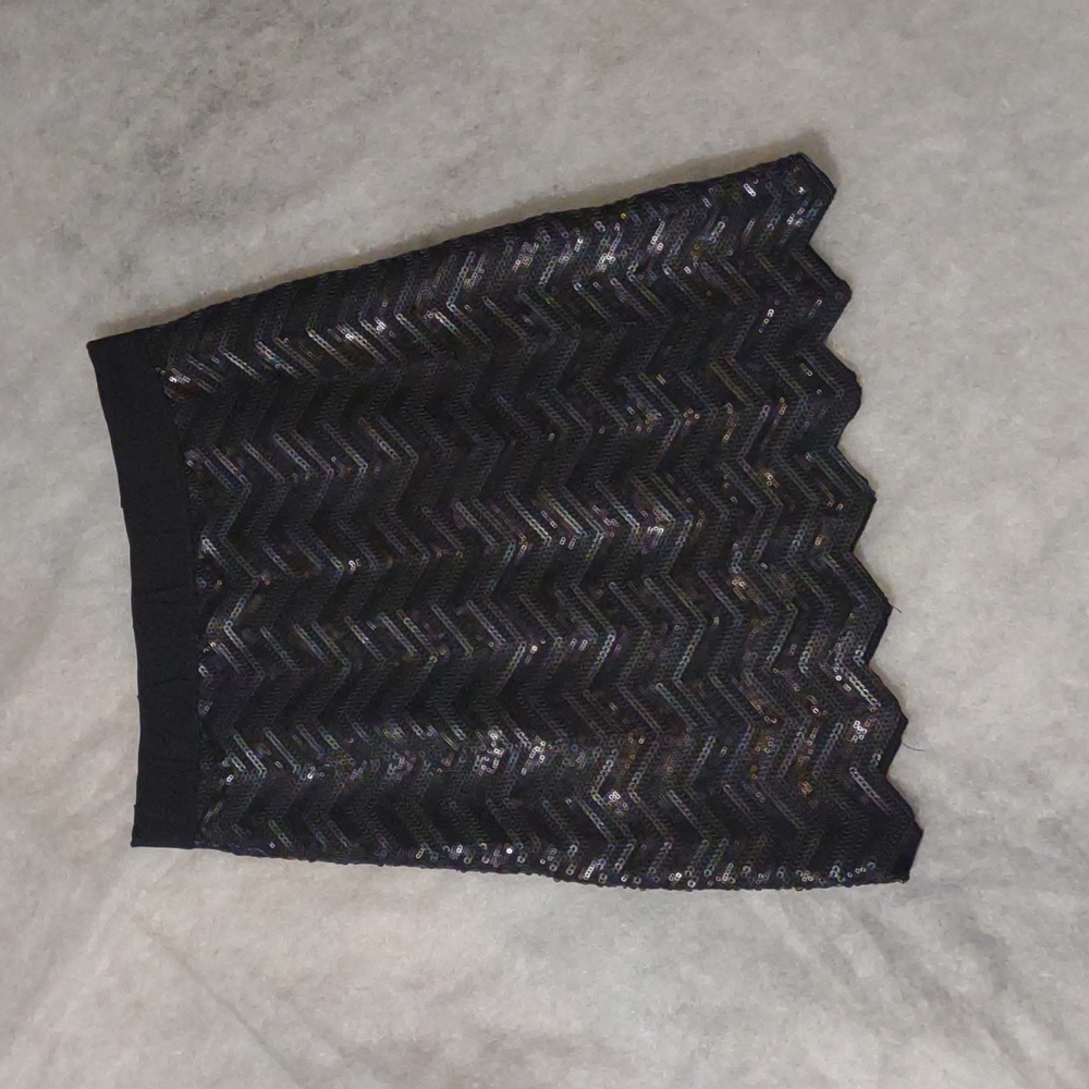 Charlotte Tarantola | Sequin Black Mini Skirt